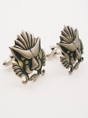 Vintage Swank Cuff Links Kabuki Mask Samurai Designer Collection
